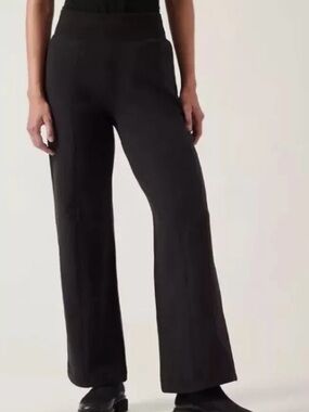 Athleta Retroplush Black Wide-Leg Track Pants